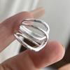 925 Sterling Silver Rings for Women Couple Minimalist Handmade Simple Interlines Ring Fine Jewelry Gift Prevent Allergy