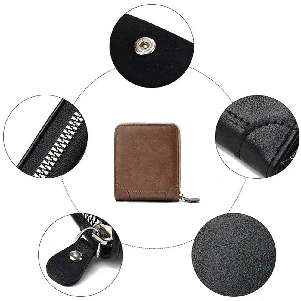 Pu Leather Men's Business Wallets Black Short Billfold Purse Fashion Men's Fold Wallets  Gift