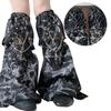 Damen Subkulturen Punk Netz-Spleißung Tie-Dye Beinwärmer Ösen PU-Riemen Kette Ausgestellte Baggy Fußabdeckungen Lange Socken
