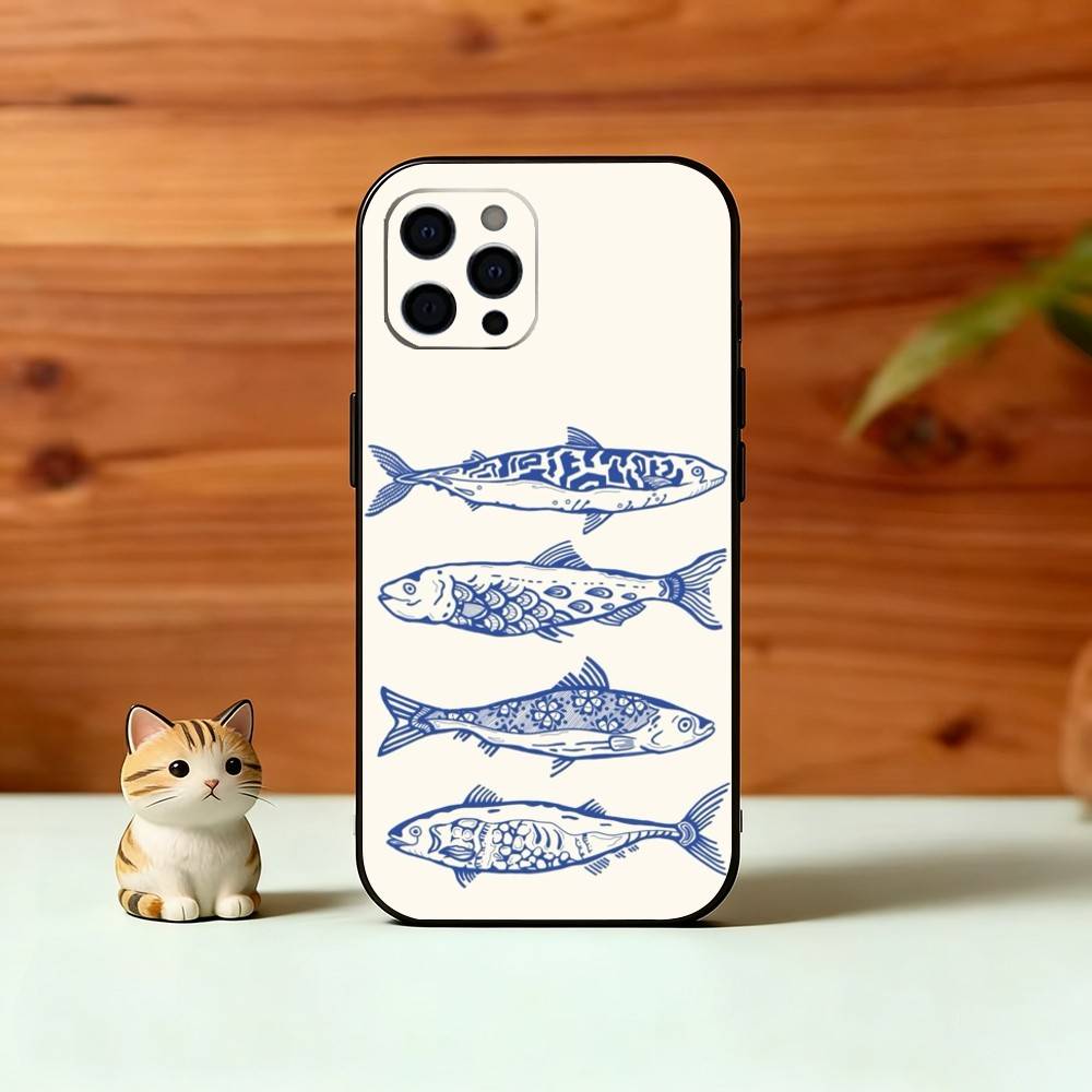 S-Sardines F-Fish Art Phone Case For iPhone 17,16,15,14,13,12,11 Plus,Pro Max,XS,Soft Silicone Black Cover