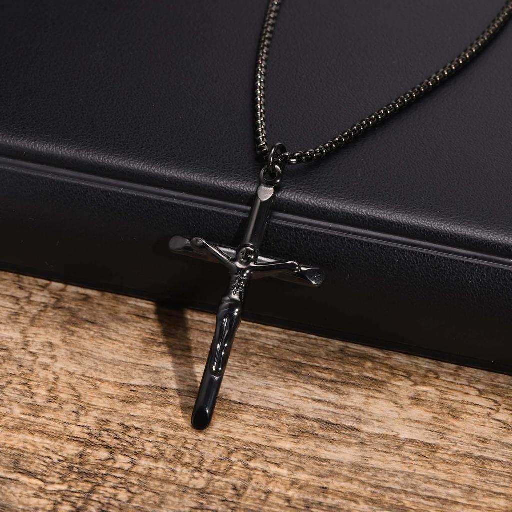 Xiaomi Vnox Stainless Steel Catholic Jesus Christ Cross Crucifix Pendant Necklace for Men Women Religious Prayer Jewelry
