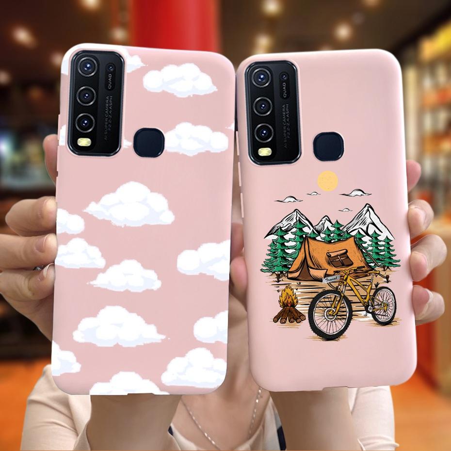 Fashion Cute Flower Milk Silicone Case For Vivo Y30 1938 Y50 1935 Black Soft TPU Phone Cover For Vivo Y 30 50 Y30 2020 Back Case