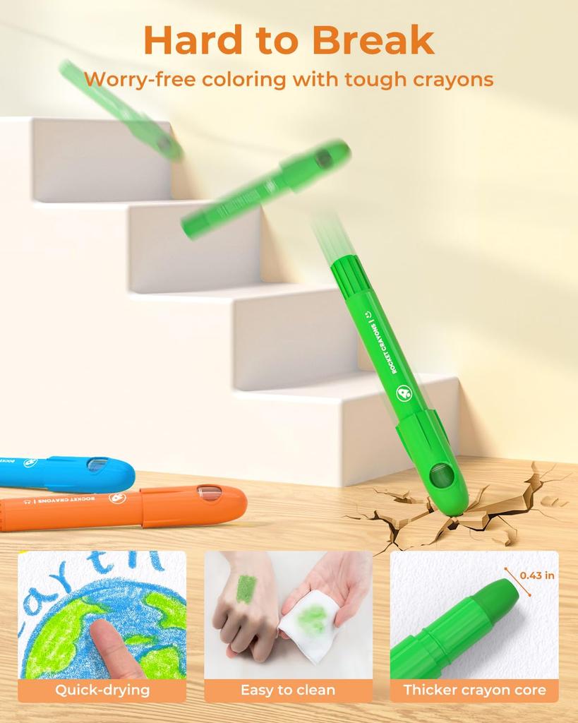 JUPITEARTH Crayon Rocket Type Retractable 24 Colors