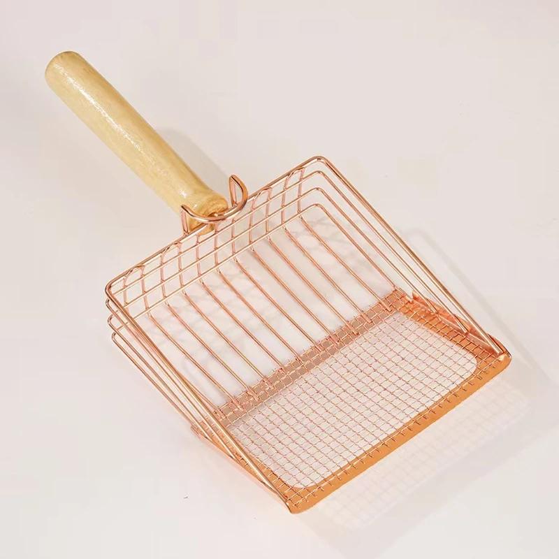 Cat Litter Scoop with Ergonomic Handle & Hook Durable Metal Fine Mesh Sifter Shovel Cat Waste Cleaning Tools for Cat Litter Box