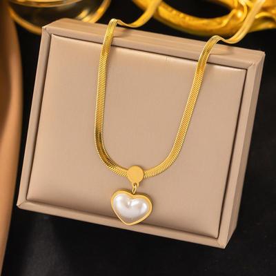 Fashion Women Stainless Steel Necklace Titanium Steel Gold Color Wedding Heart Pendants Necklace