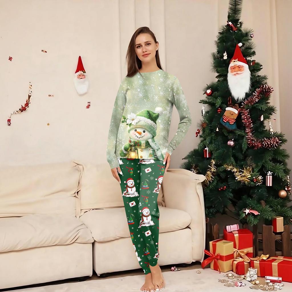 Family Matching Print Sets Pajamas Loungewear Outfits Family Matching Long Sleeve Tops+Pants Set