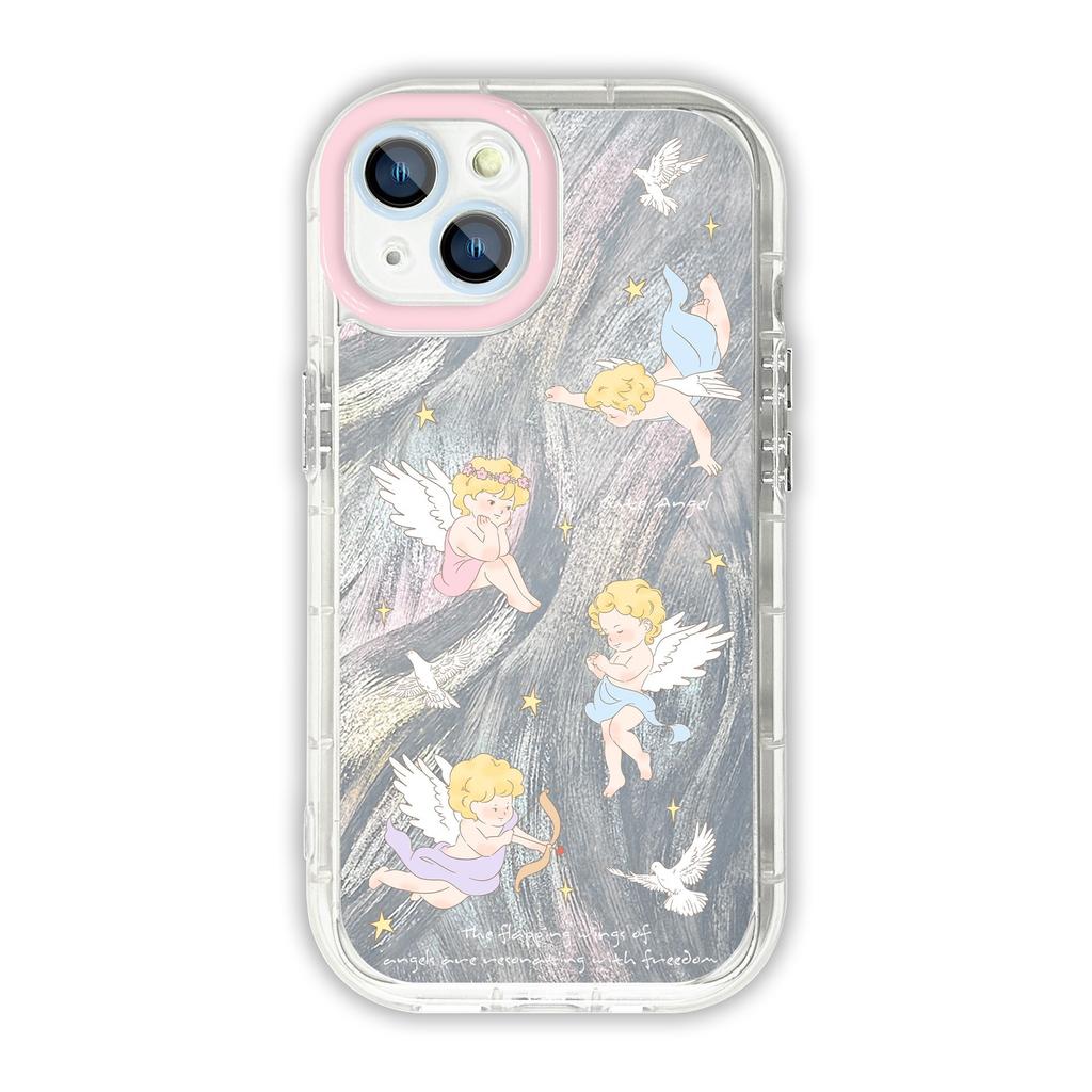 Cute angel wings for apple 16promax mobile phone case iphone15plus feather cream 14/13