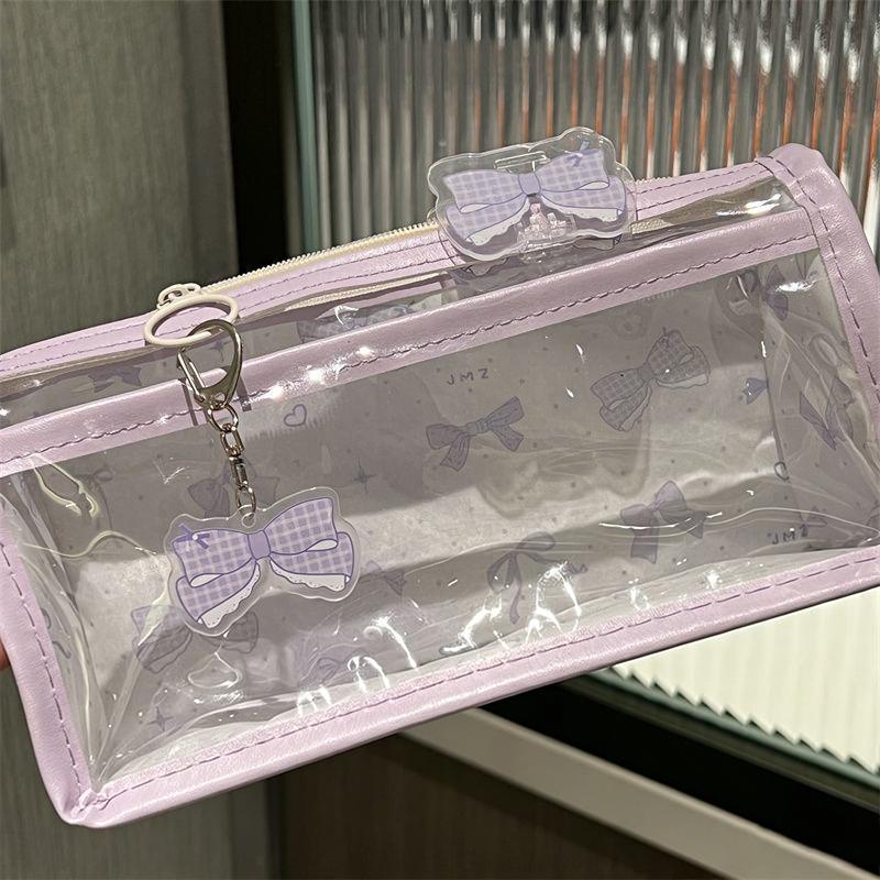 Cute Cartoon Translucent Pencil Case Double Layer Large Capacity Stationery Storage for Kids Students Art Class School Use