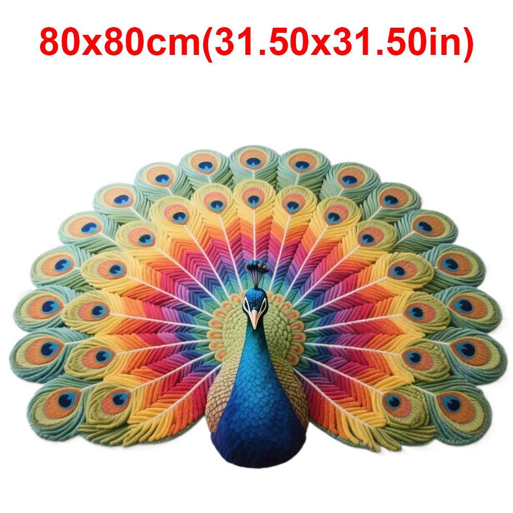 Soft Peacock Carpet Special-shaped Door Gasket Durable Blanket  for Living Room Tea Table Bedside