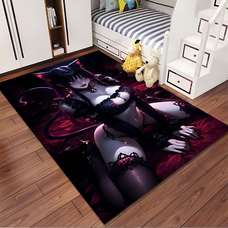 Anime Cat Girl Dark Fantasy Carpet Suitable As a Non-slip Mat for the Living Room or Bedroom Sofa