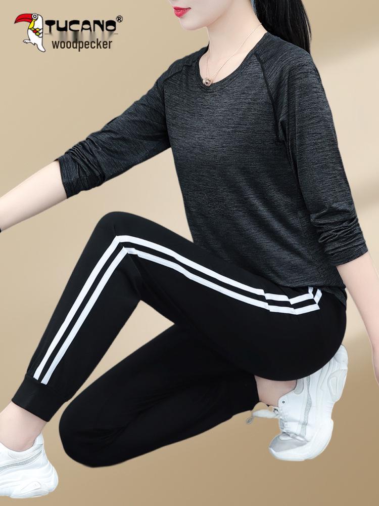 Dámská rychleschnoucí sportovní souprava Woodpecker - 2025 Ležérní dvoudílný set na běh a lezení pro podzim a jaro