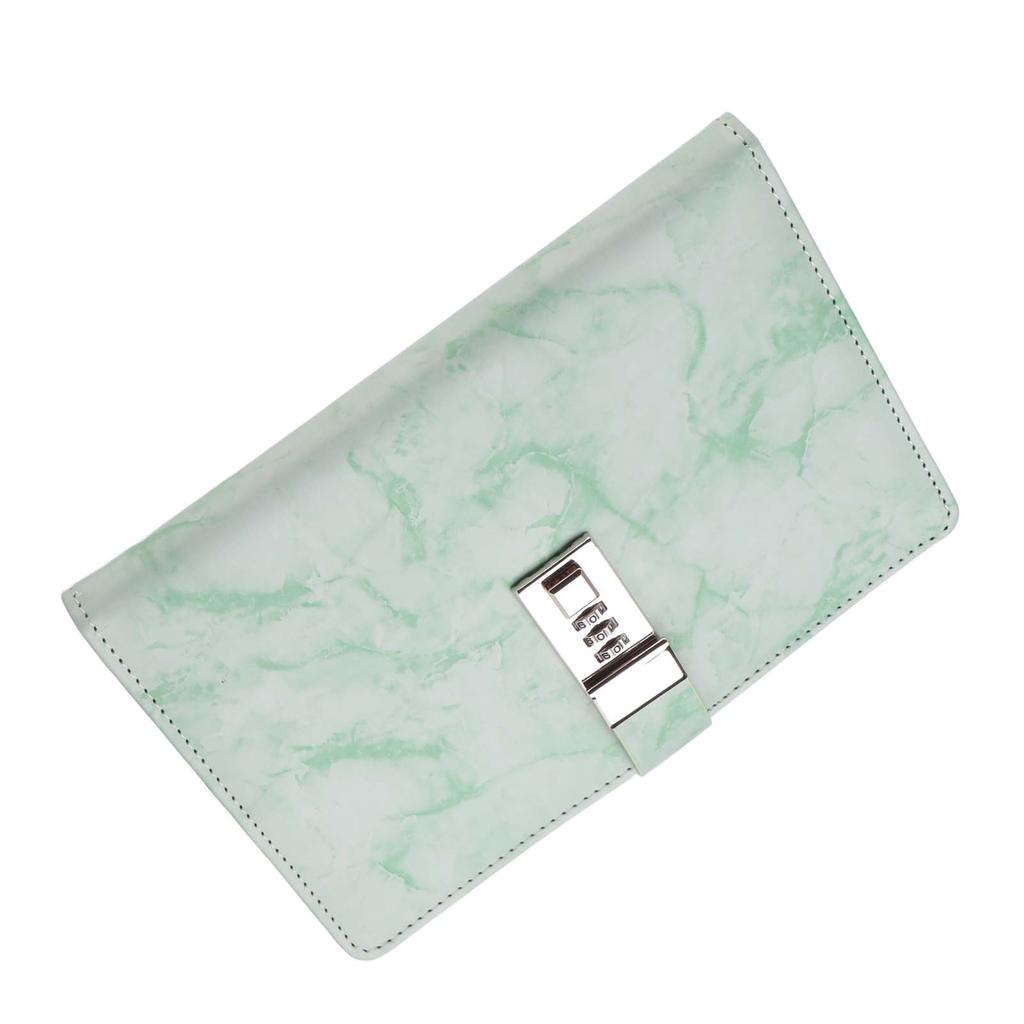 A5 Note Book PU Leather Cover Password Lock Notepad Diary Book Office School SuppliesGreen