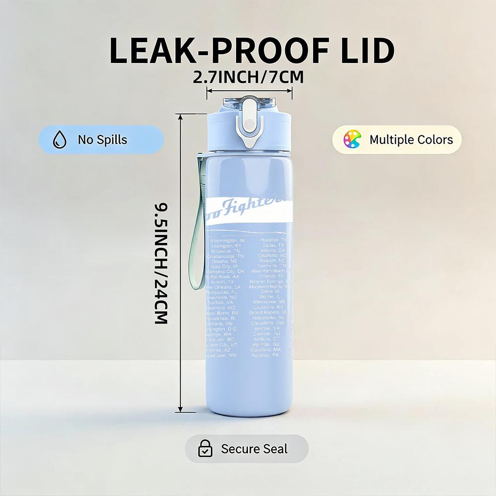 1PC Plain Blank Minimalist White Print 750ml Portable Sports Water Bottle Leakproof Gym Outdoor Travel Drink Cup