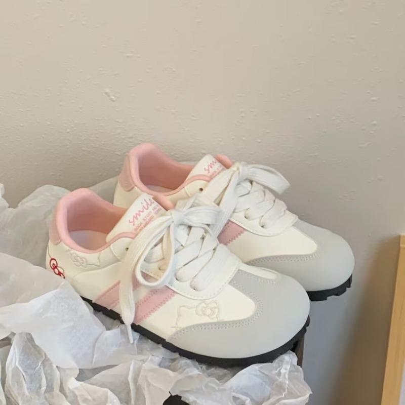 College style embroidery sweet little white shoes women's new round head lace-up casual shoes student fashion board shoes