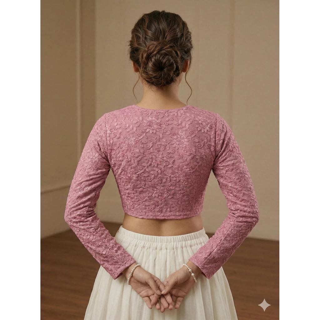 Women's Cotton Lycra Blend Round Neck Blouse Indian Bollywood Readymade Choli