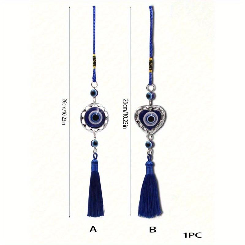 1PC Blue Evil Eye Tassel Car Charm Vintage Metal Heart Shaped Pendant Holiday Birthday Party Gifts & Home Decor Crafts, Home Decor, Room Decor
