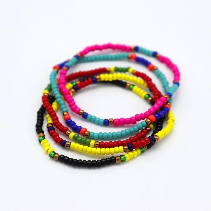 Vivid Color Combo Beads Bracelet Layered Seed Beads Bracelet 5 Colors