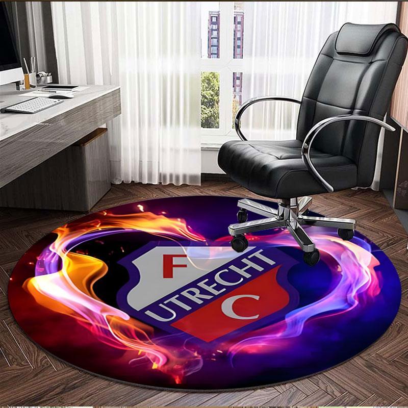 FC Utrecht Print Round Rug, Washable Floor Carpet, For Entryway Dorm Laundry Room Office Study, Home Decor Birthday Christmas Gift