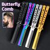 Foldable Practice Training Butterfly Comb Stainless Steel Beard Moustache Brushe Salon Hairdressing Styling Tool