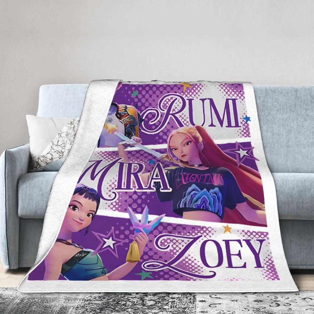 Huntrix Blanket Cover Coral Fleece Plush Kpop Demon Hunters Lightweight Throw Blankets for Home Couch Bedspread