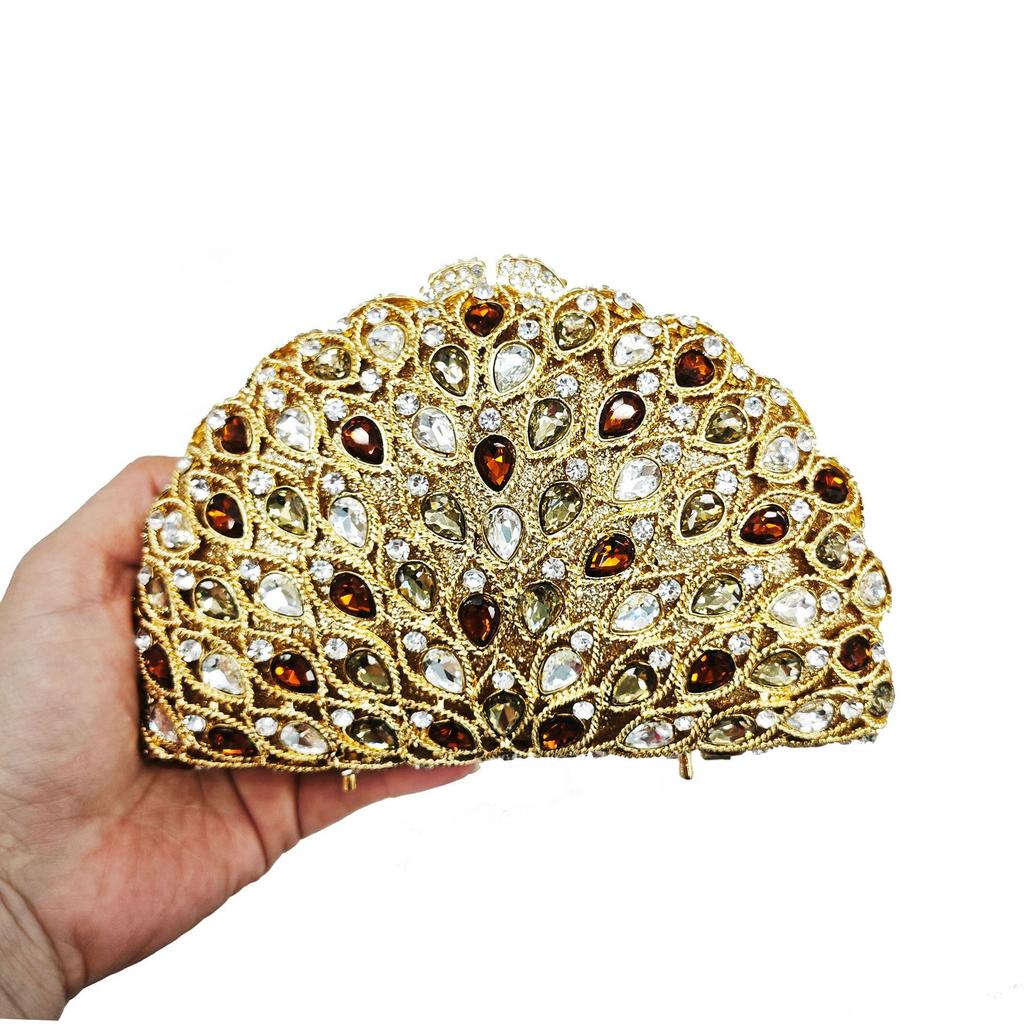 Lady Multi Color Gems Clutch Crystal Evening Handbag Women Party Prom Bag Bridal Clutches Wedding Purse for Banquet