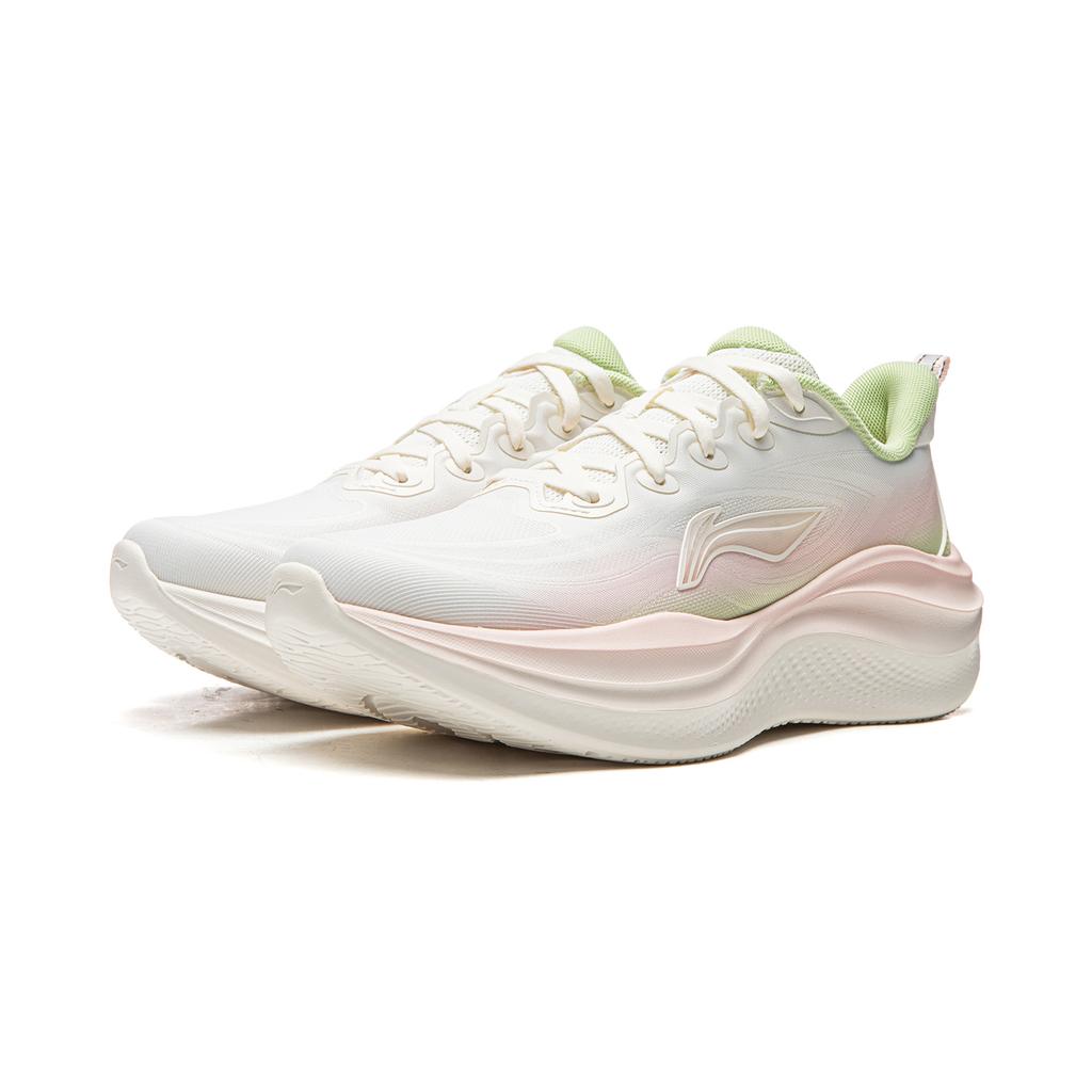 Li Ning Ling Bo 2 Thick Sole Height Increasing Soft Rebound Running Shoes Women Sneakers Cloud-White Pale-Pink Fairy-Green ARSW042-1