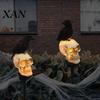 Decorative Cemetery Stakes for Parties LED Solar Crow Skull Light, Waterproof Halloween Pathway Gothic Weatherproof Lights Outside on Skeleton