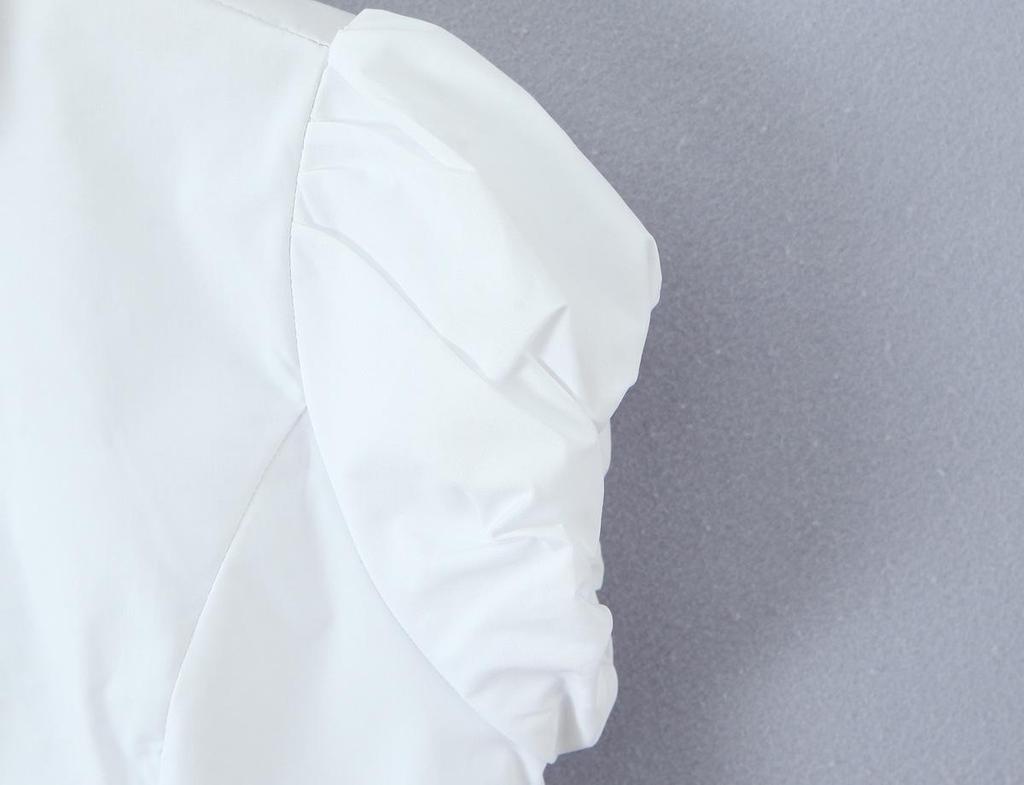 2026 Spring Women's Retro Puff Sleeve Waist-Cinched Shirt