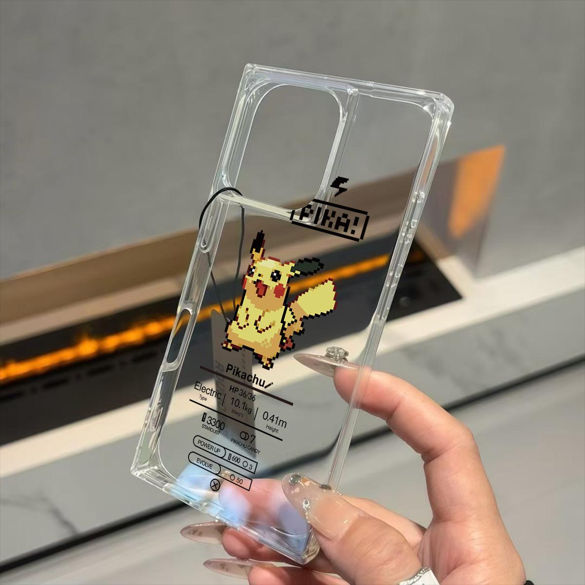 

Clear Square Back Tube Case Protection For iPhone 12 13 16 ProMax 15 Plus 11 14 Pro Max Anti-Oxygen,Cute Pikachu Pattern Casing iphone 16