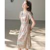 Chinese Style Elegant Women's Dress with a Cinched Waist for Slimming and Comfort, Slim Fit Women's Dress, A-line Medium Length Women's Dress