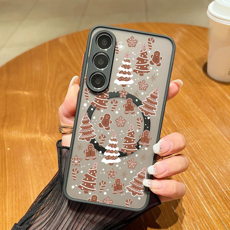 Applicable to S25Plus full screen small Christmas tree mobile phone case S23FE Christmas fireworks magnetic all-inclusive protective case