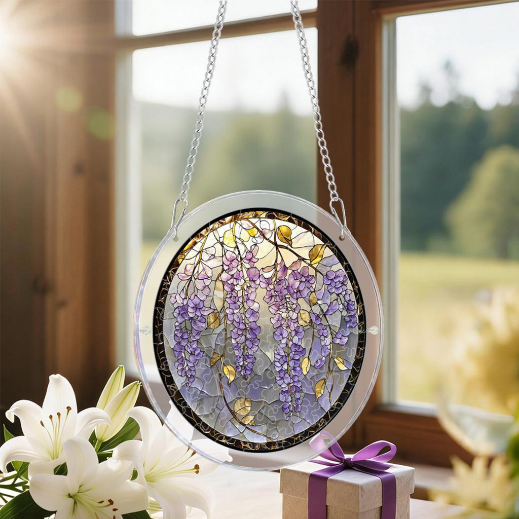 20cm 2D Acrylic Puzzle Garden Sun Catcher Hanging Ornament Spring Themed Bird Design Decorative Window Hanging Art Piece