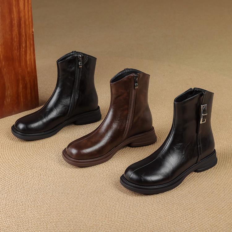 Short boots autumn new boots thick heel middle heel fashion boots large size western boots