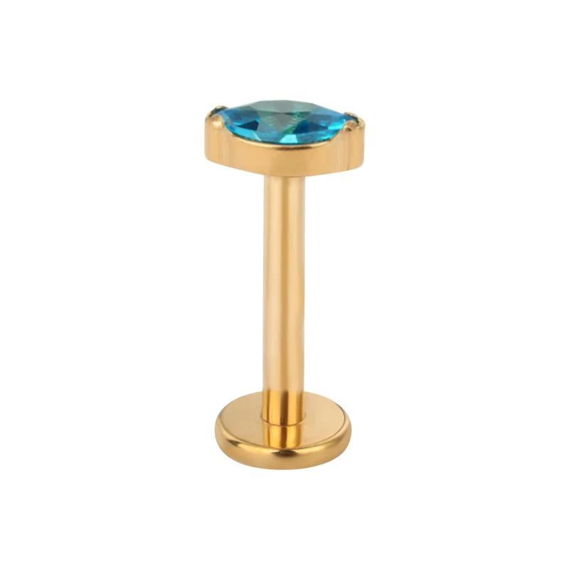 ASTM F136 Titanium Marquise Crystal Labret ear Stud CZ Paved Cartilage Tragus PIERC Earrings Lip Ring Stud Helix Piercing Jewelr