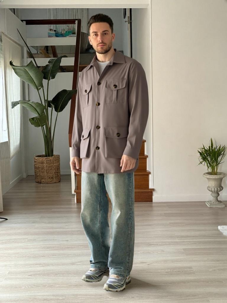 Męska Kurtka Robocza Myśliwska Retro Brytyjska na Wiosnę z Wieloma Kieszeniami