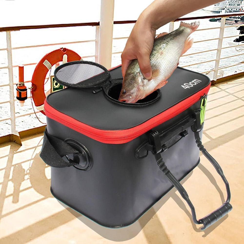 Water-Resistant Foldable Fishing Bucket Thickened Fishing Tackle Bag  Water Container