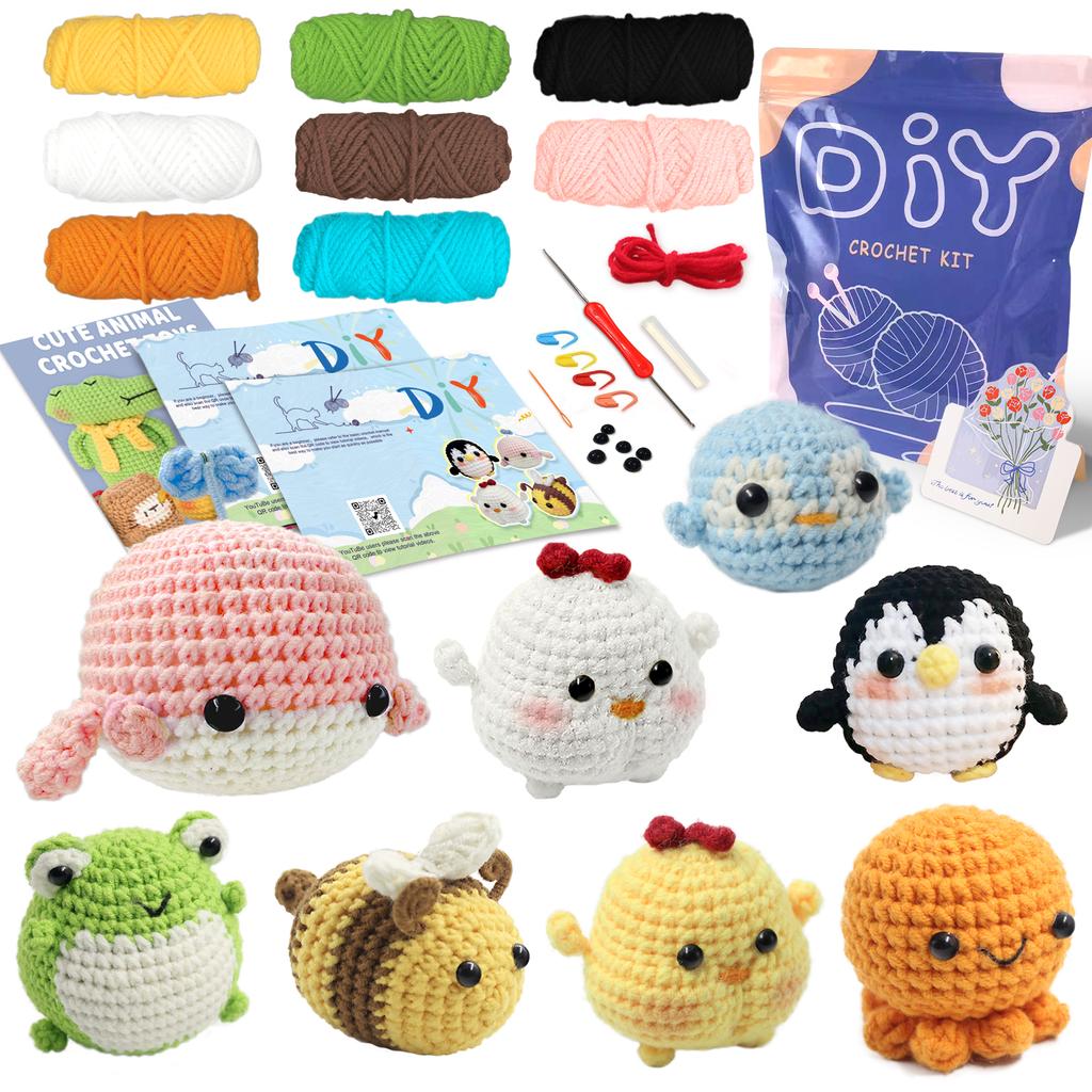 Kit da uncinetto Animal sery per principianti Set iniziale all'uncinetto, Kit da uncinetto fai-da-te per principianti, Kit per uncinetto e maglia passo dopo passo
