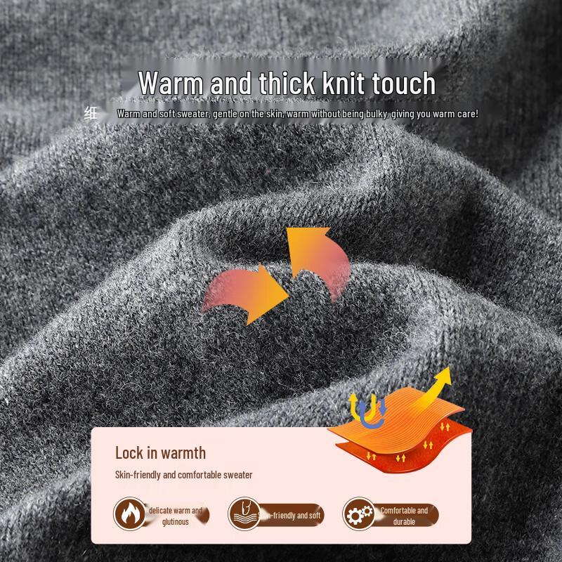 SHANSHAN Men's 100% Lamb Wool Round Neck Thick Warm Knit Sweater