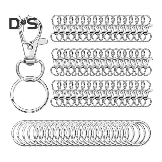 

100 шт./компл. брелки металлический карабин с застежкой-клан с брелоками ошейники для собак рюкзаки DIY брелки аксессуары серебряный