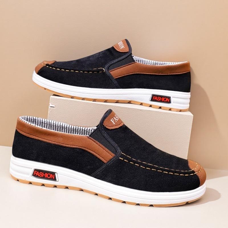 2025 spring new men's round head canvas shoes breathable light walking shoes low-top foot cover four seasons