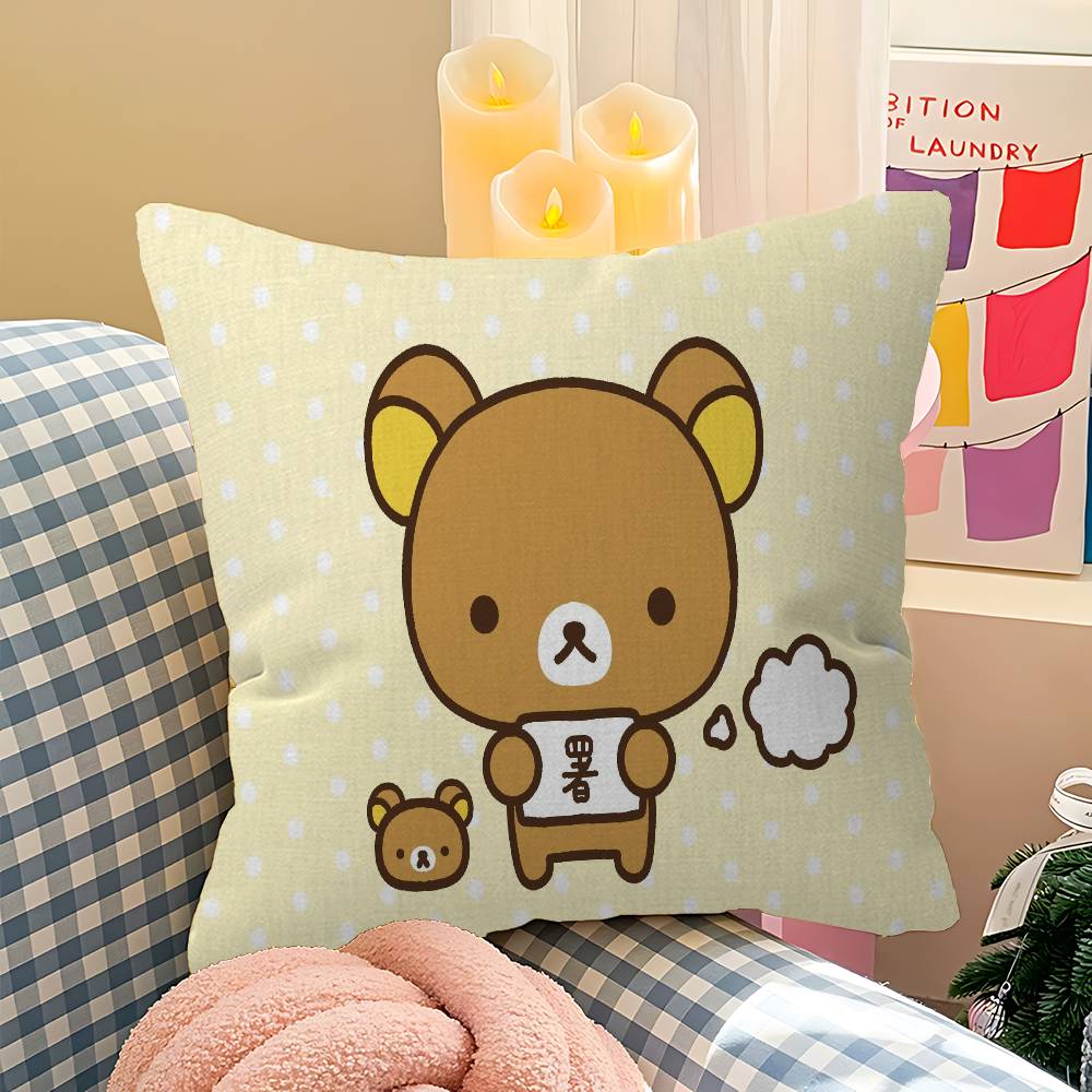 Cute Cartoon RRilakkuma BBear Cushion Cover Inches Farmhouse Decor Home Throw Pillow Covers for Couch Decorations