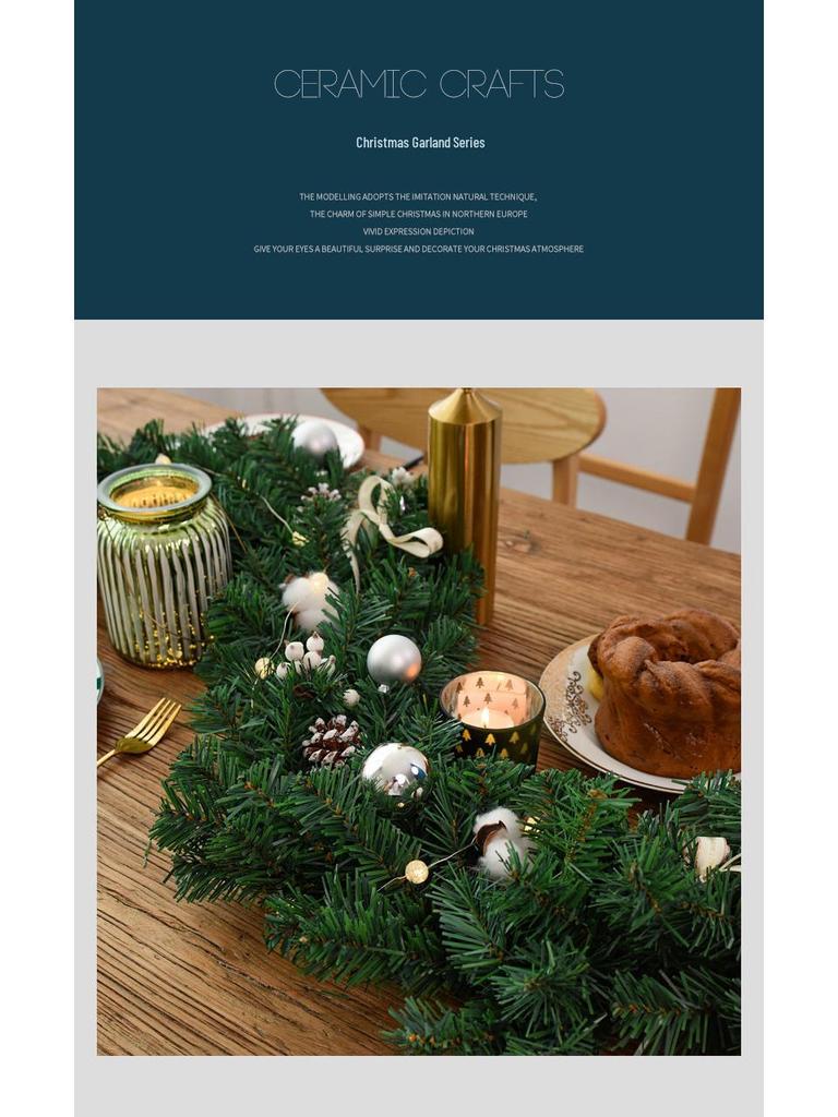 2.7m Christmas Garland with Pine Cones, Ornaments, Handrail & Banister Decoration - In Stock.
