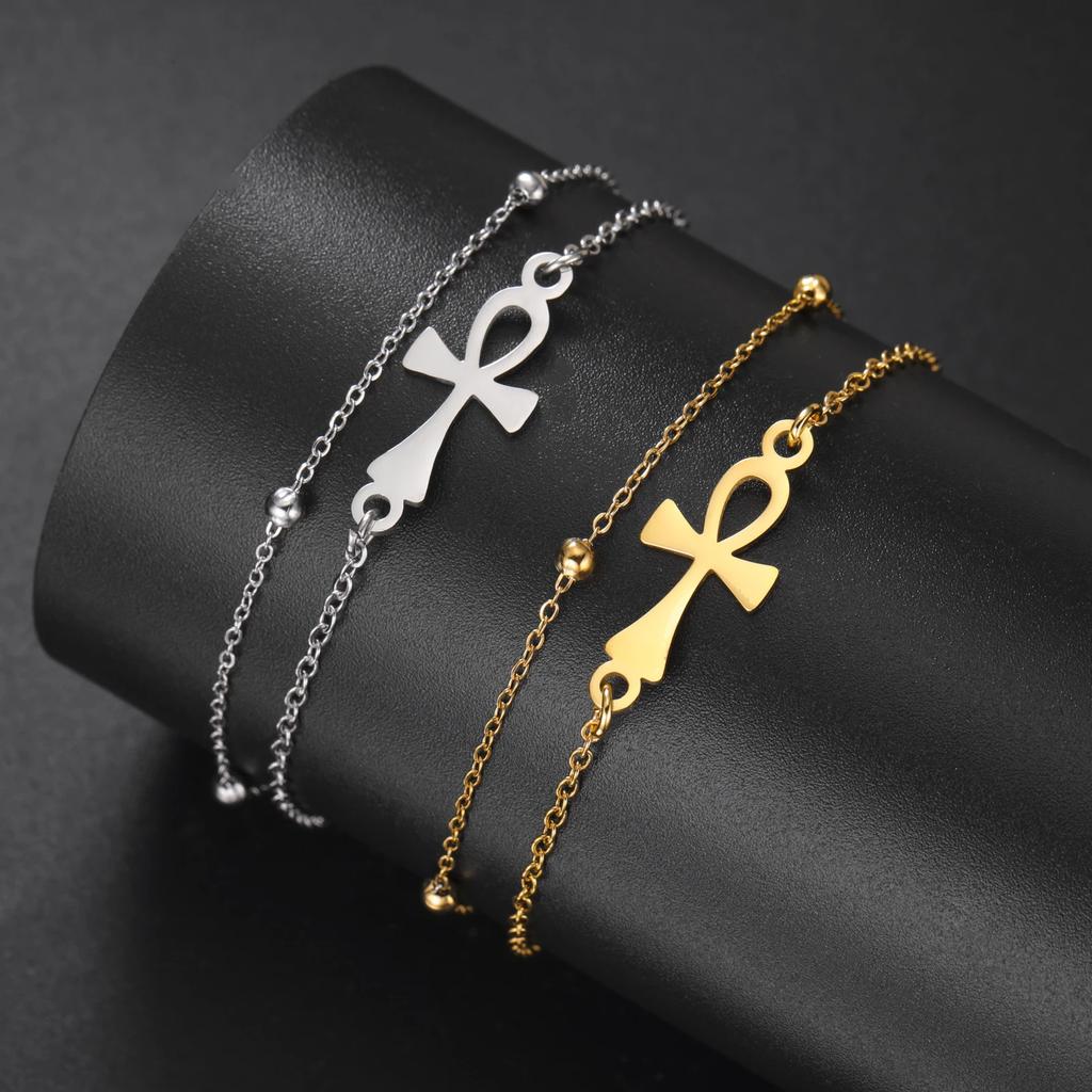 Cazador Amulet Egypt Ankh Cross Charm Bracelets for Women Stainless Steel Egyptian Cross Hand Bracelet Vintage Jewelry Gift 2026