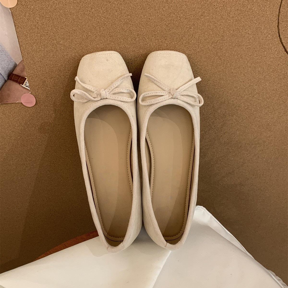 

Ретро балетки с плоской подошвой, красные, легкие, с горлом, одинарные туфли женские, новые, замшевые, нежные, с мягкой подошвой, туфли Doudou, одна педаль, женские туфли 40