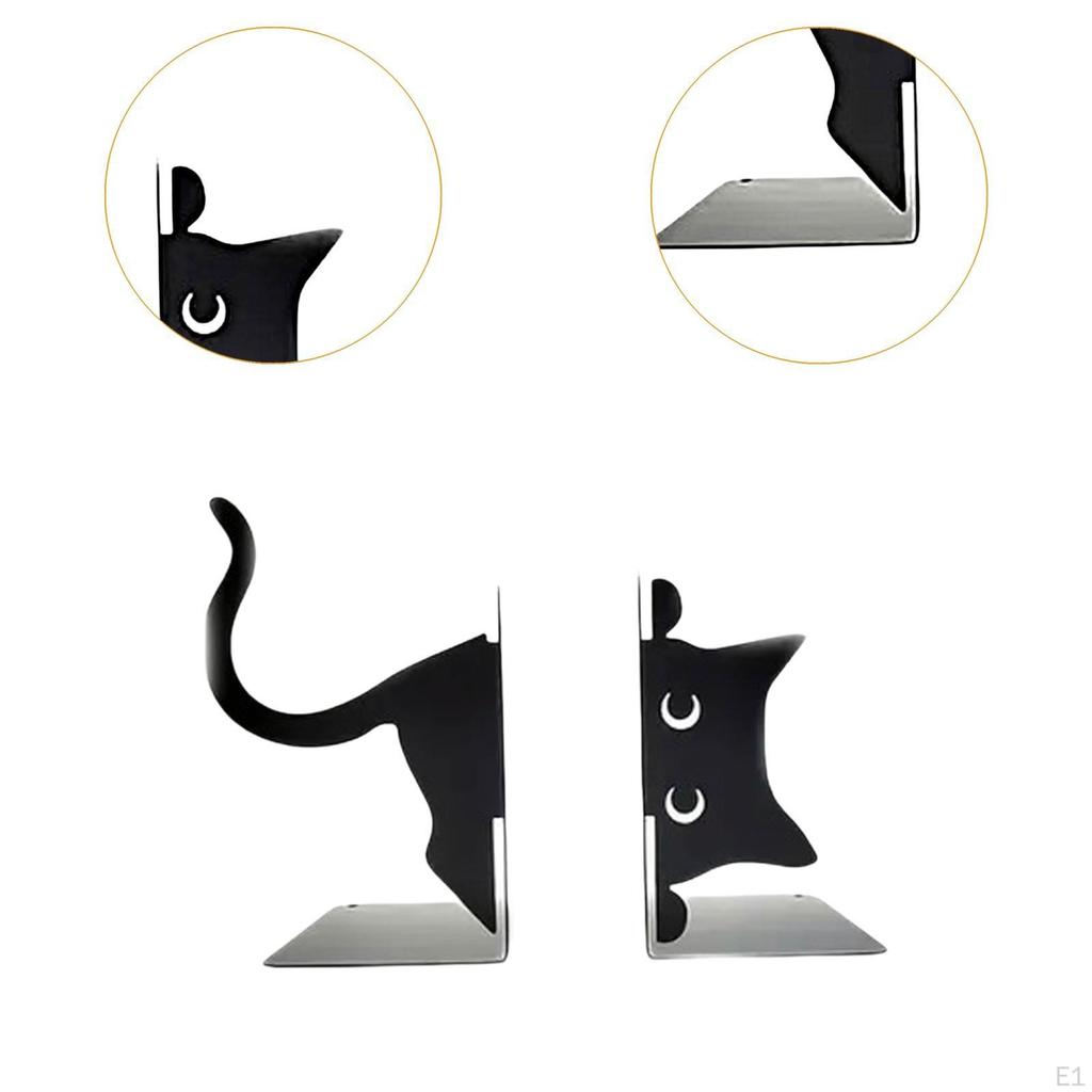 Katzen Buchstützen Deko Schwarz Skulptur Buchorganisator Tier Ornament Stütze für Wohnzimmer Schreibtisch