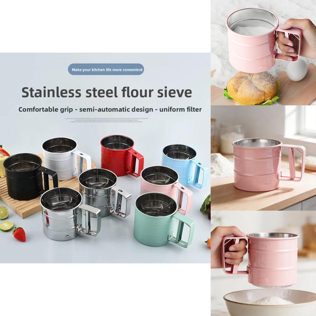 Stainless Steel Mesh Flour Sieve With Adjustable Handle For Home Baking And Food Preparation