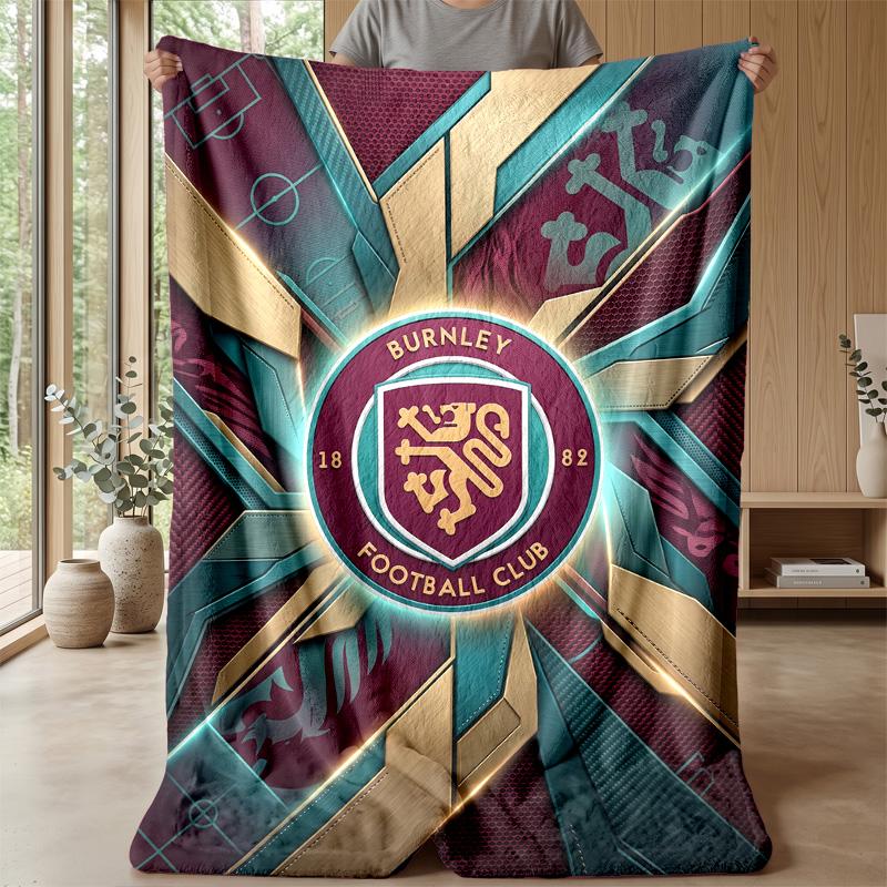 Coperta in Flanella con Stampa Calcio Burnley, Coperta Morbida Calda Leggera per Divano Letto Campeggio