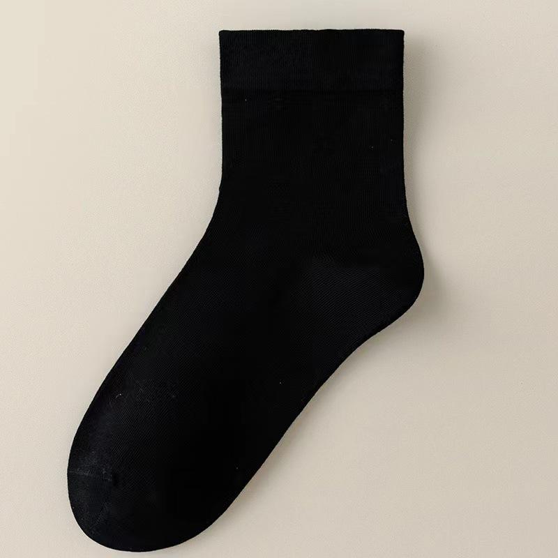 Women's Spring and Summer Thin, Solid-color, Pure Cotton, Versatile Mid-calf Socks, Boneless, Comfortable Postpartum Socks, Trendy Short Socks