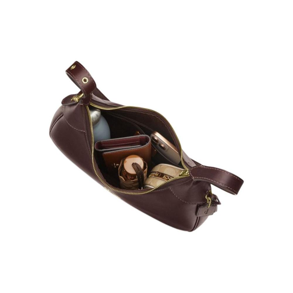 Coach Ella 36 Logo Zip Closure Leather Underarm Shoulder Bag Large Women Shoulder Bag Dark-Coffee CCE48-IMXAL