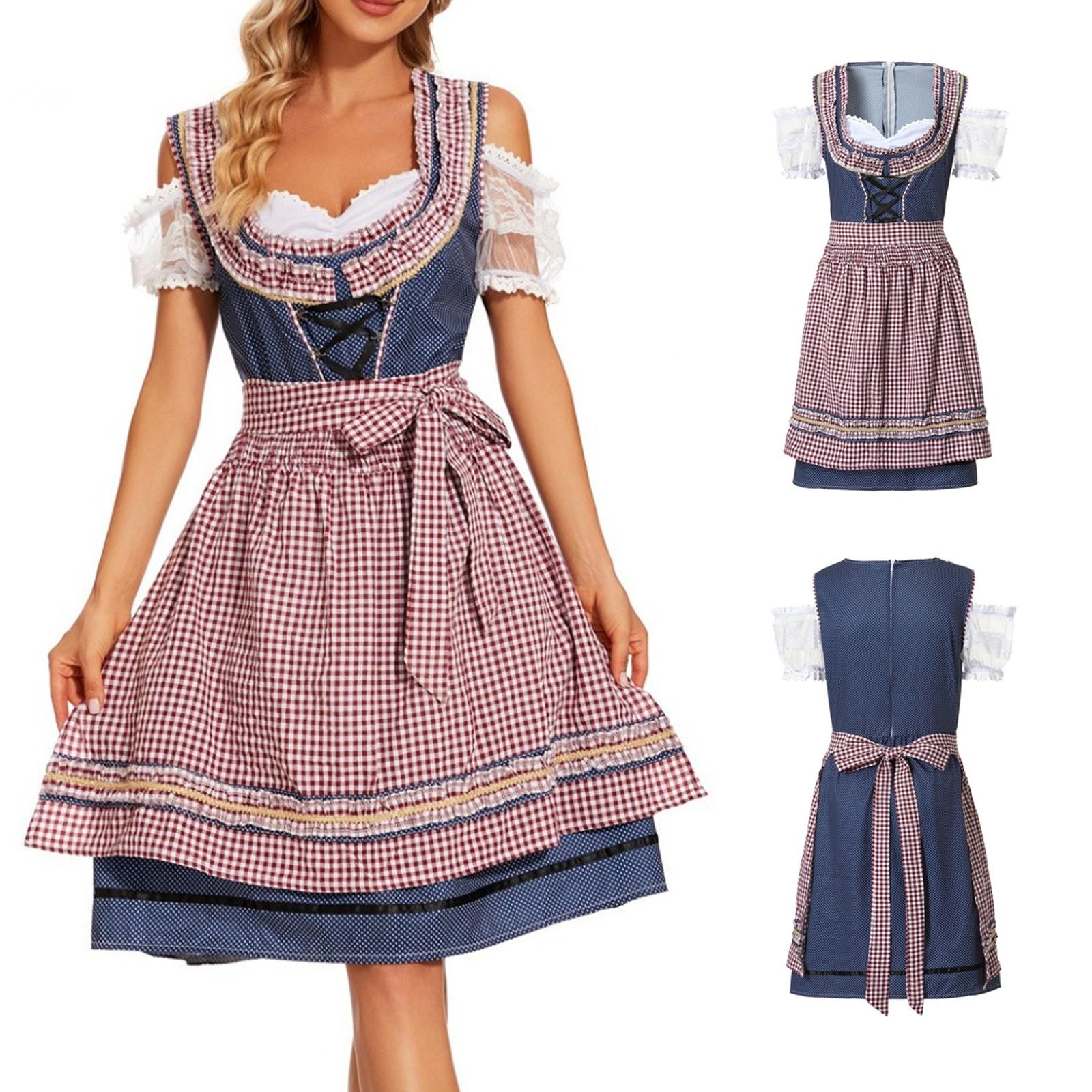 

Dress For Women Women s Dress Beer Dress Checkered Dress German Beer Festival Dress XL рожевий